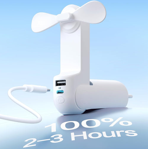 JISULIFE 3-in-1 Handheld Mini Fan | Portable Fan, Power Bank & Flashlight