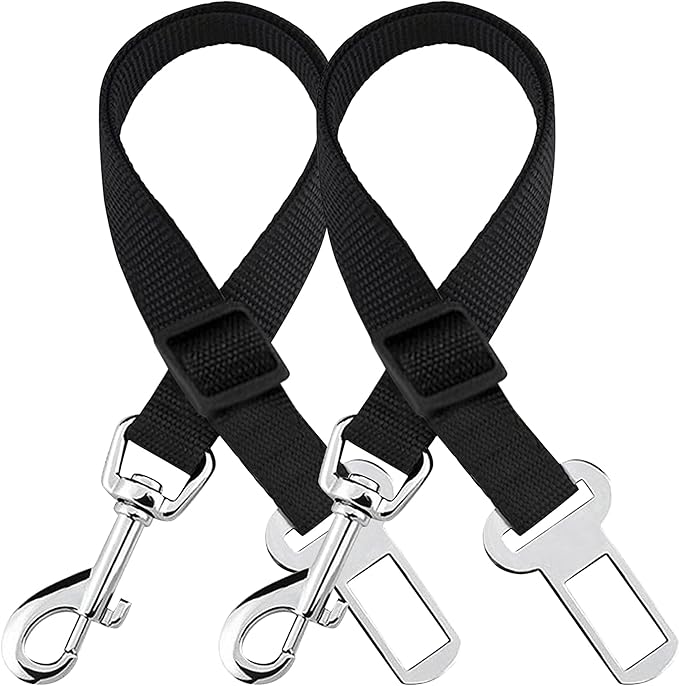 2pack SunGrow Dog Seat Belt for Car, Adjustable Nylon Pet Seatbelt, Supports All Cars, Dog Car Leash Seat Belt, Seatbelt for Dogs, Cats & Ferrets Travel Harness
