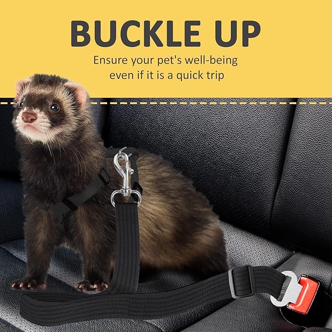 2pack SunGrow Dog Seat Belt for Car, Adjustable Nylon Pet Seatbelt, Supports All Cars, Dog Car Leash Seat Belt, Seatbelt for Dogs, Cats & Ferrets Travel Harness