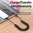 66W USB-C Fast Charging Spring Telescopic Cable