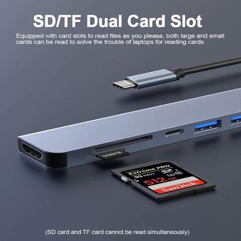USB-C Hub 6-in-1 4K HDMI Adapter with USB 3.0 & PD Fast Charging