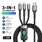 HeavyDuty 3 in 1 Multi USB Charger Charging Cable For Type-C iPhone USB Micro