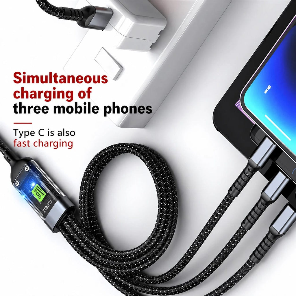 HeavyDuty 3 in 1 Multi USB Charger Charging Cable For Type-C iPhone USB Micro