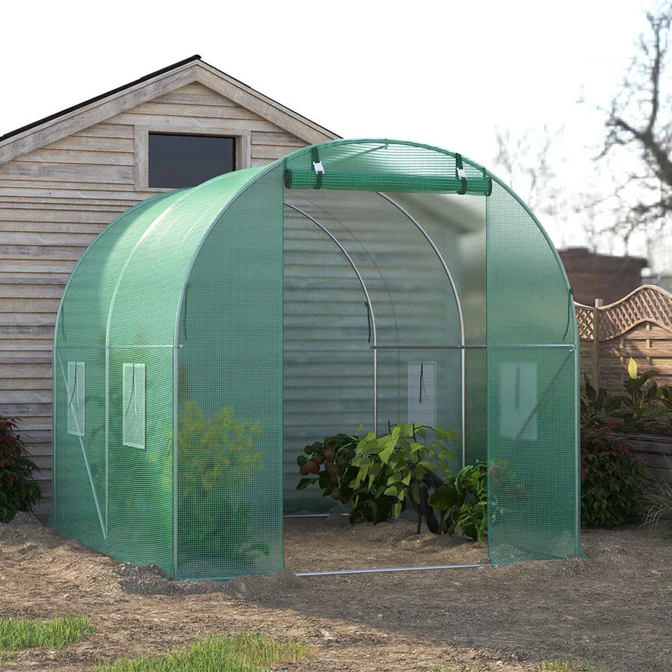 Walk-in Greenhouse Galvanised Frame Polly Tunnel Patio Garden Outdoor Polytunnel