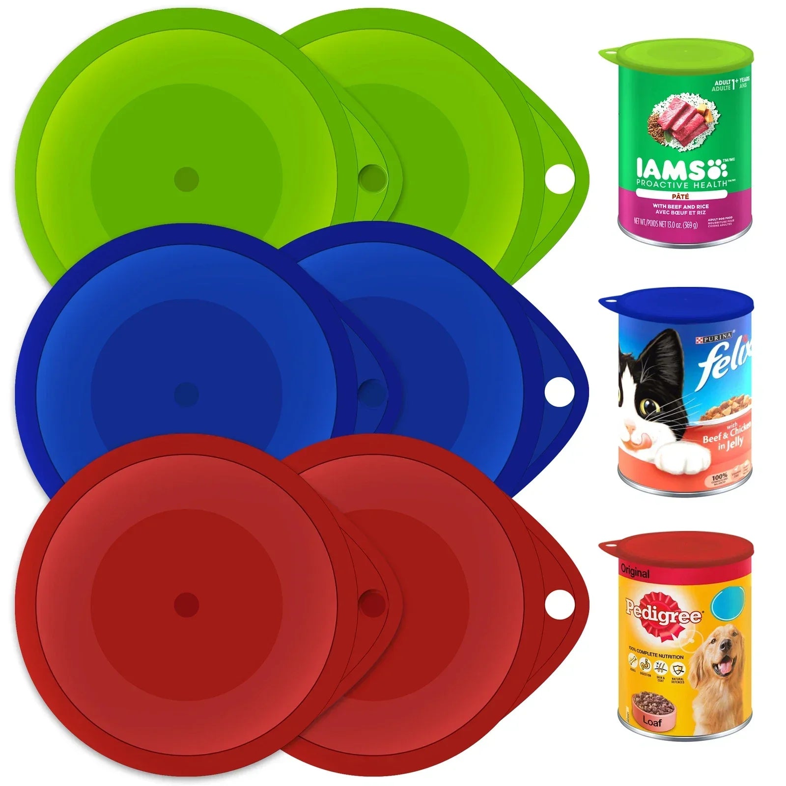 6 Plastic Can Lids Reusable Pet Food Caps Covers Dog Cat Tin Tops Fresh Storage