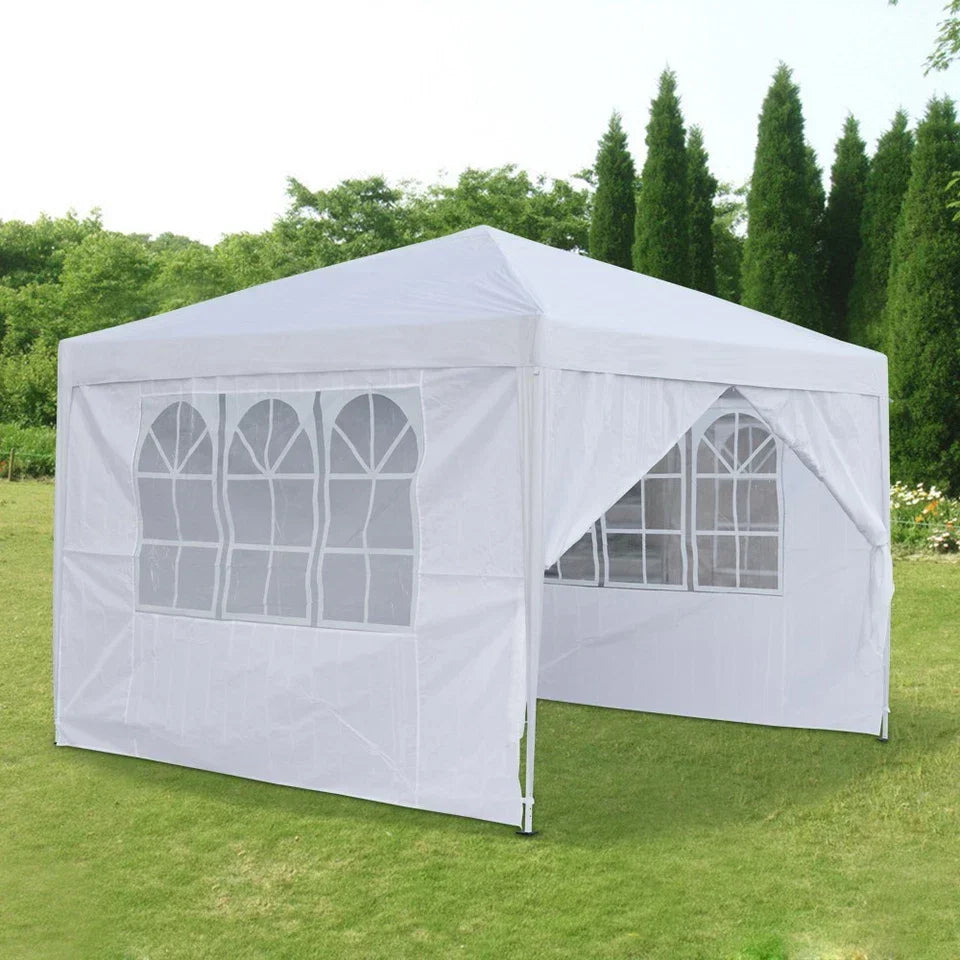 3x3M Heavy Duty Gazebo Marquee Popup Water- proof Garden Party Tent 4 WallSides