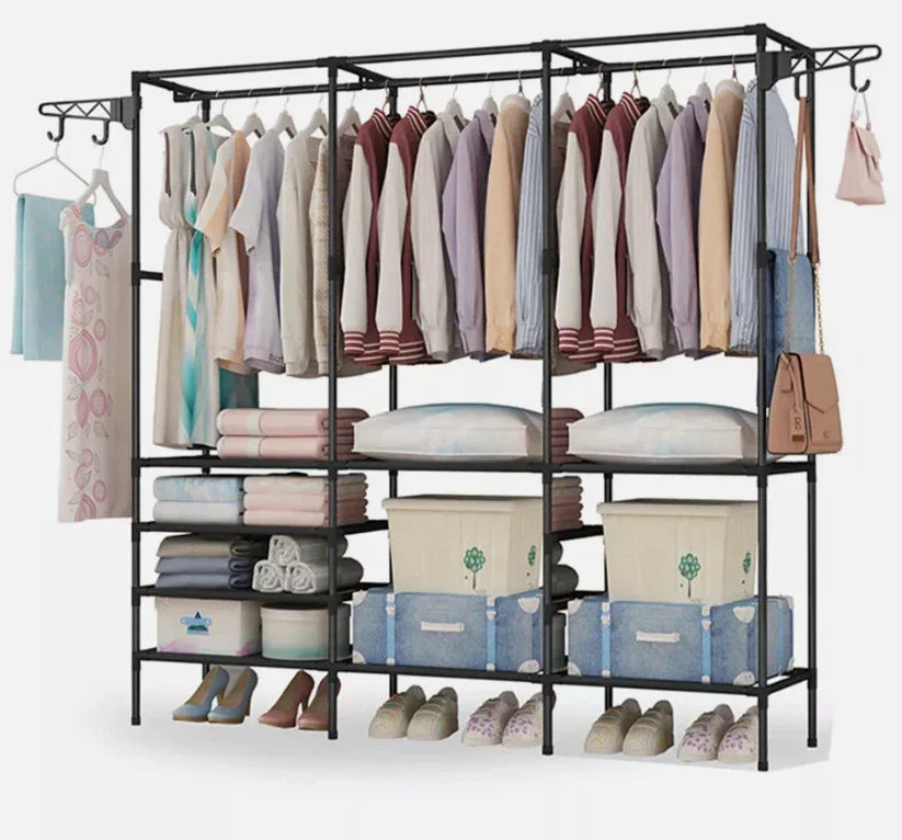 Clothes Rail Rack Garment Hanging Stand Shoe Storage Shelf Open Wardrobe