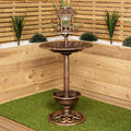 110cm Bronze Effect Resin Garden Bird Bath & Table with Solar Light