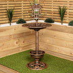 110cm Bronze Effect Resin Garden Bird Bath & Table with Solar Light