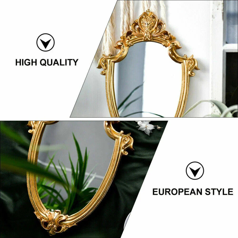 Vintage Ornate Gold Wall Mirror Baroque Carved Framed Hanging Decorative Mirror