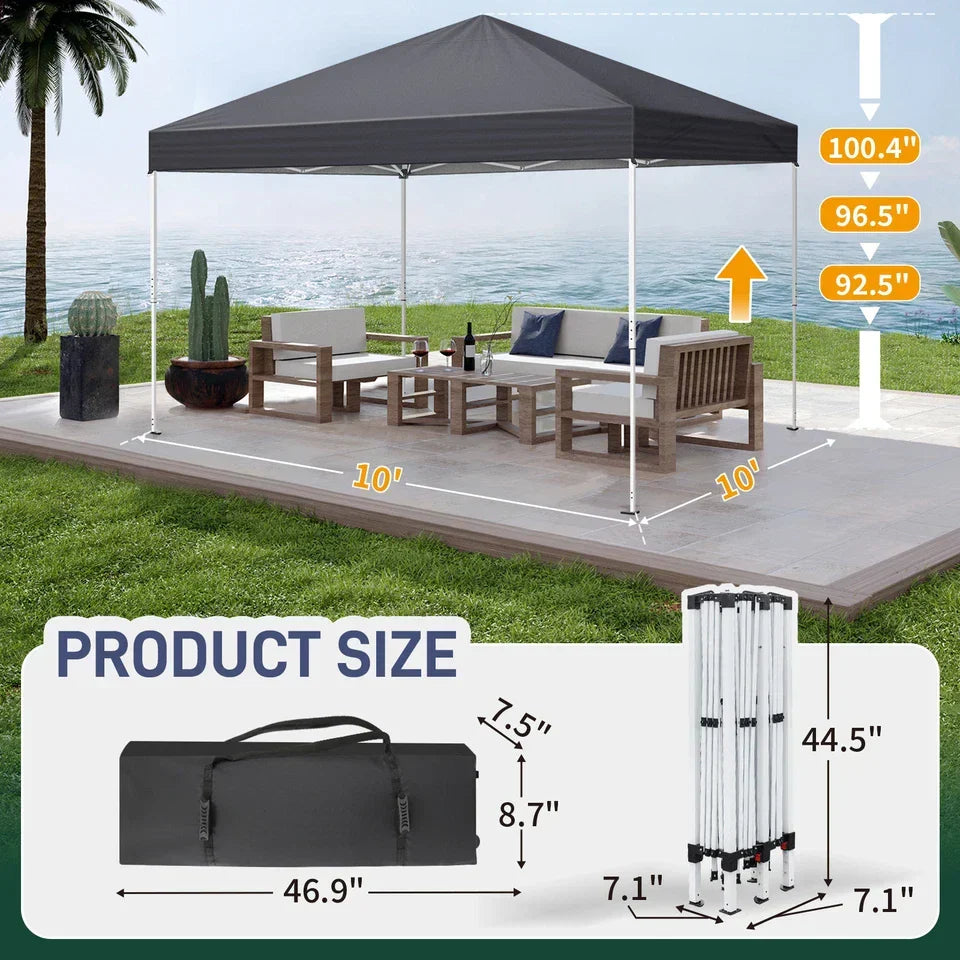 3X3M Heavy Duty Pop-up Gazebo Garden Canopy Tent W/ Detachable Mosquito Netting