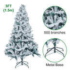 5/6FT Snow Flocked Christmas Tree Bushy Branch Xmas Home Decoration In&Outdoor