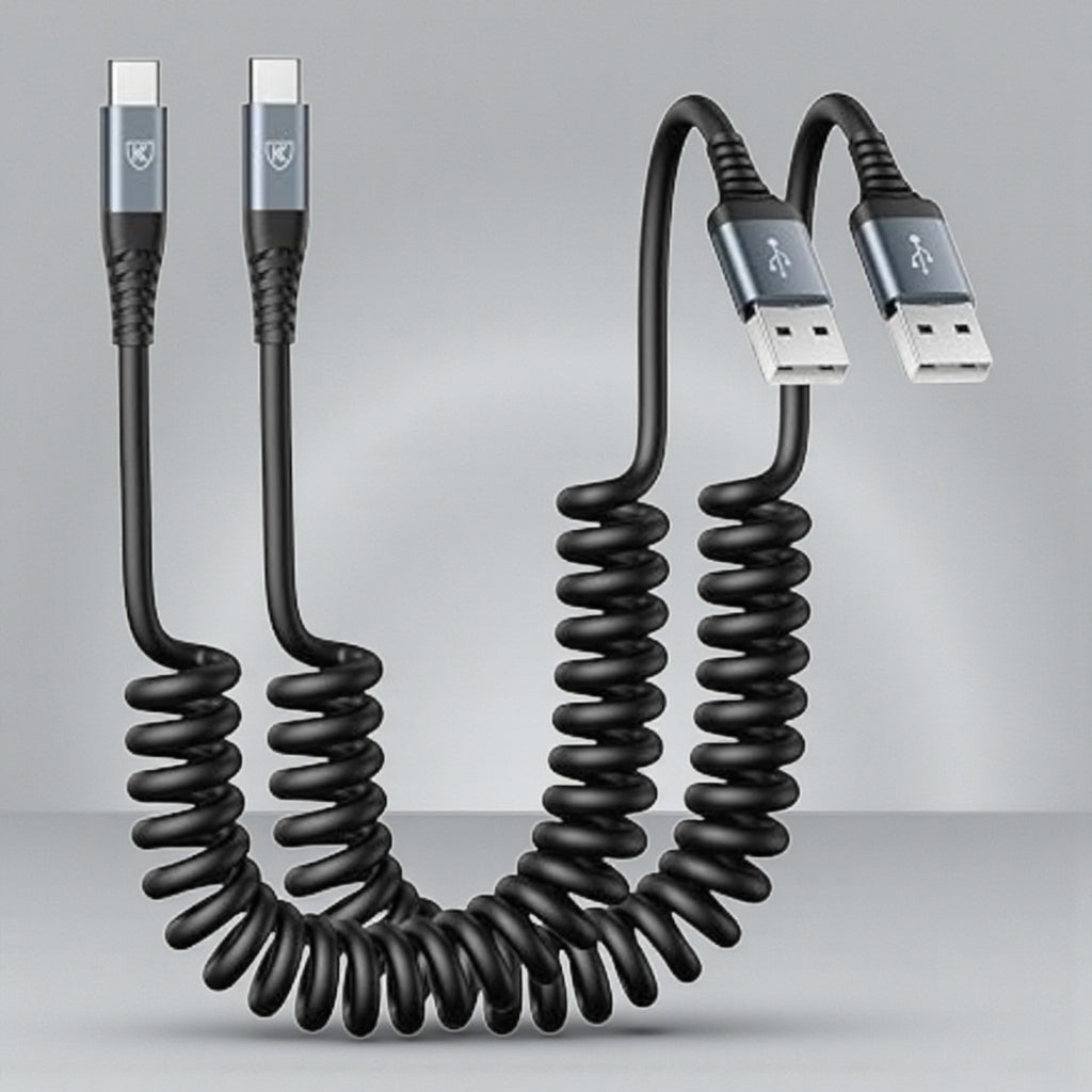 66W USB-C Fast Charging Spring Telescopic Cable