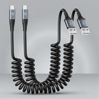 66W USB-C Fast Charging Spring Telescopic Cable