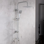 Shower Kit Twin Head 2 Mixer Shower Heads Rail Hose Riser Square Bathroom Set