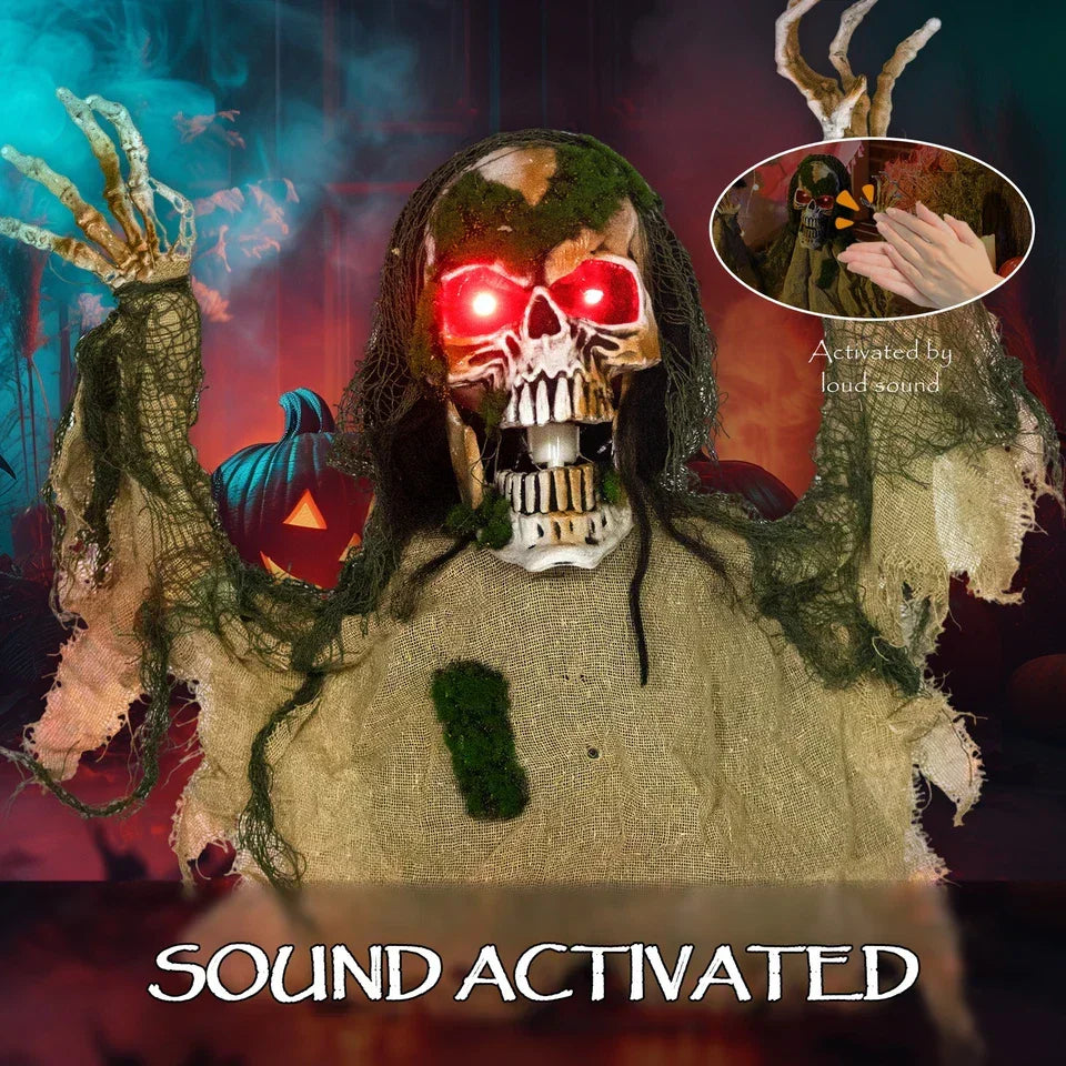 Halloween Animated Skeleton with Glowing LED Eyes, Scary Halloween