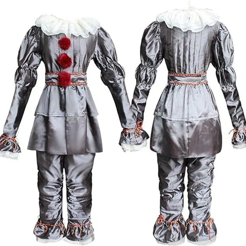 Adult Pennywise Clown Costume Halloween Cosplay Suit Outfit Fancy ( Dress Only)