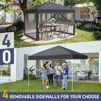 3X3M Heavy Duty Pop-up Gazebo Garden Canopy Tent W/ Detachable Mosquito Netting