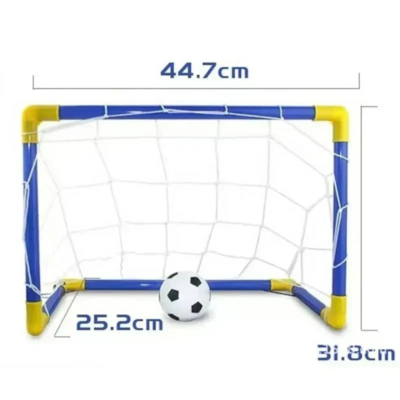 2 x Childrens Football Soccer Goals, Ball, Pump Posts & Nets Indoor Outdoor Set