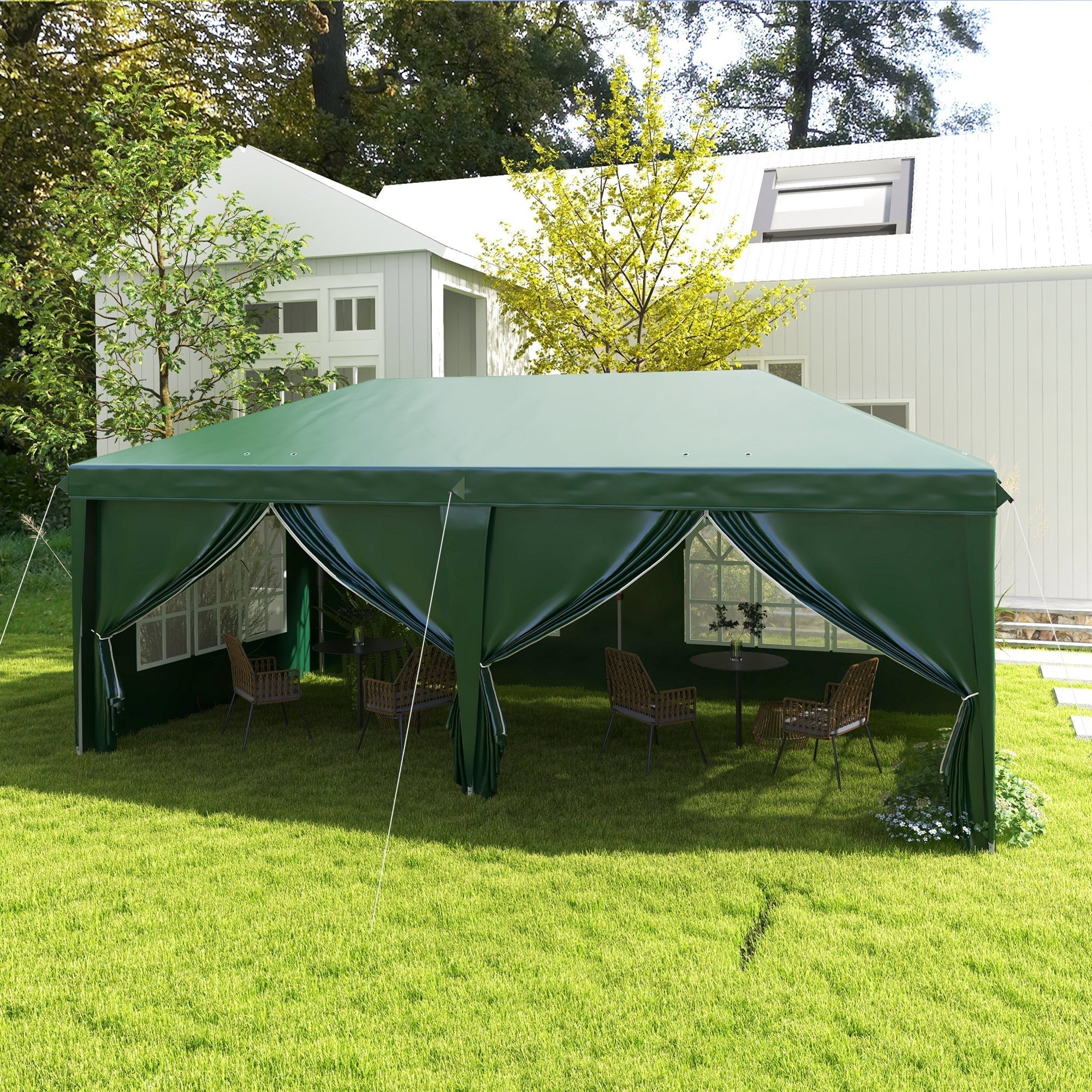 3x6m Popup Garden Heavy Duty Gazebo Marquee Party Tent Canopy with 6 Side Walls