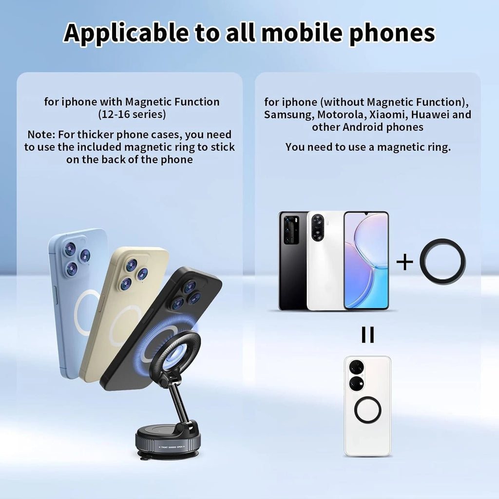 Thetree  360 Magnetic Car Phone Holder – Vacuum Adsorption Suction Cup Mount