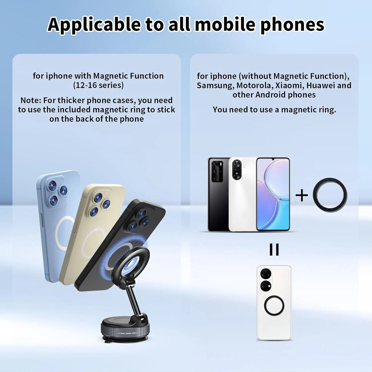 Thetree  360 Magnetic Car Phone Holder – Vacuum Adsorption Suction Cup Mount
