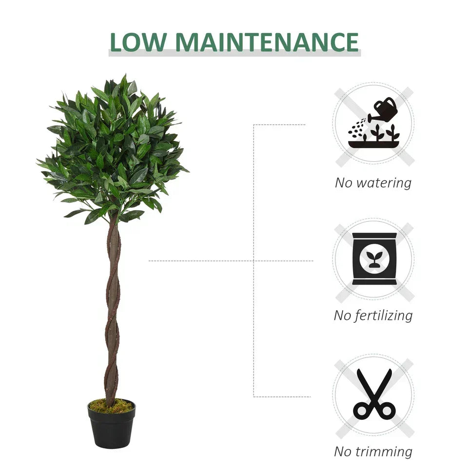 Set Of 2 120cm(4ft) Artificial Bay Laurel Topiary Trees w/ Pot Fake