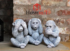 3 Wise Monkey Garden Ornaments See, Speak, Hear No Evil Monkey