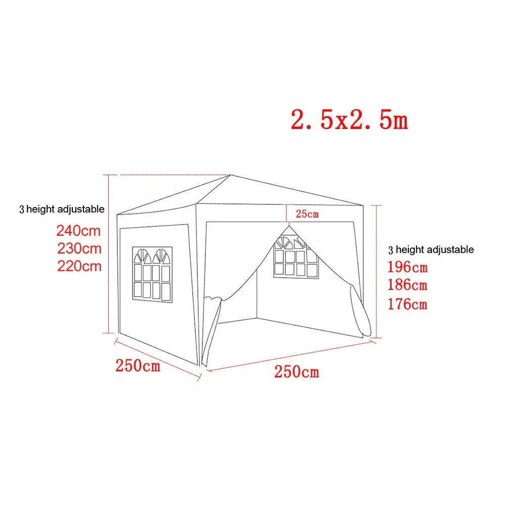 2.5x2.5m Pop Up Gazebo Marquee Outdoor Garden Party Tent Canopy with 4 Sides