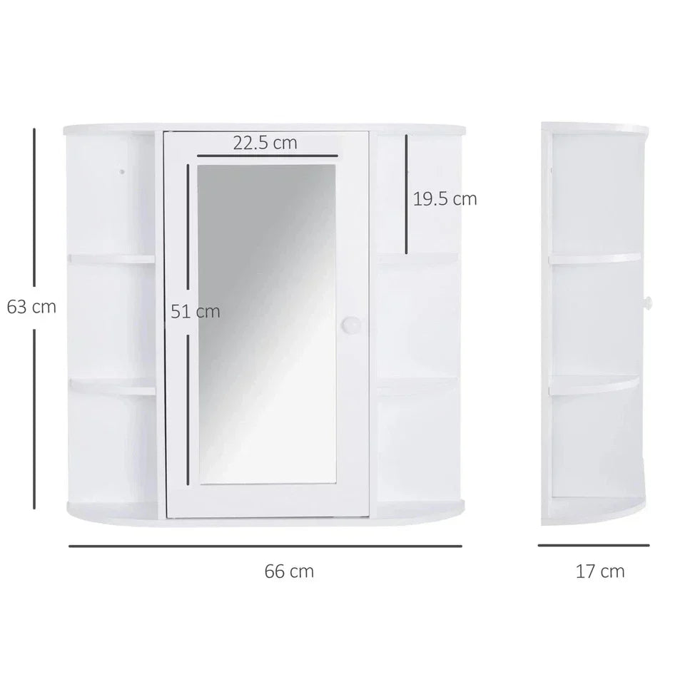 Wall Mounted Bathroom Cabinet with Mirror Single Door Storage Shelves