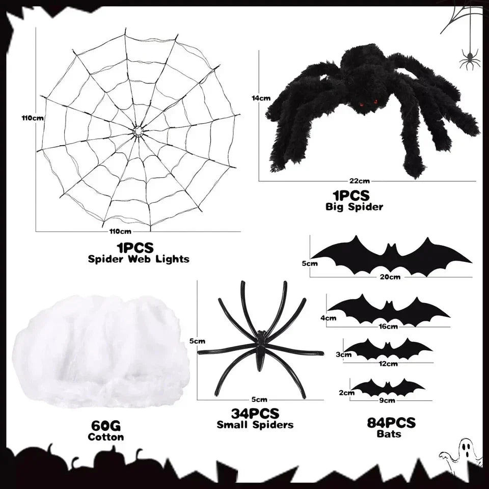 100cm LED Light Halloween Decoration Giant Spider Web Party Props Outdoor Decor