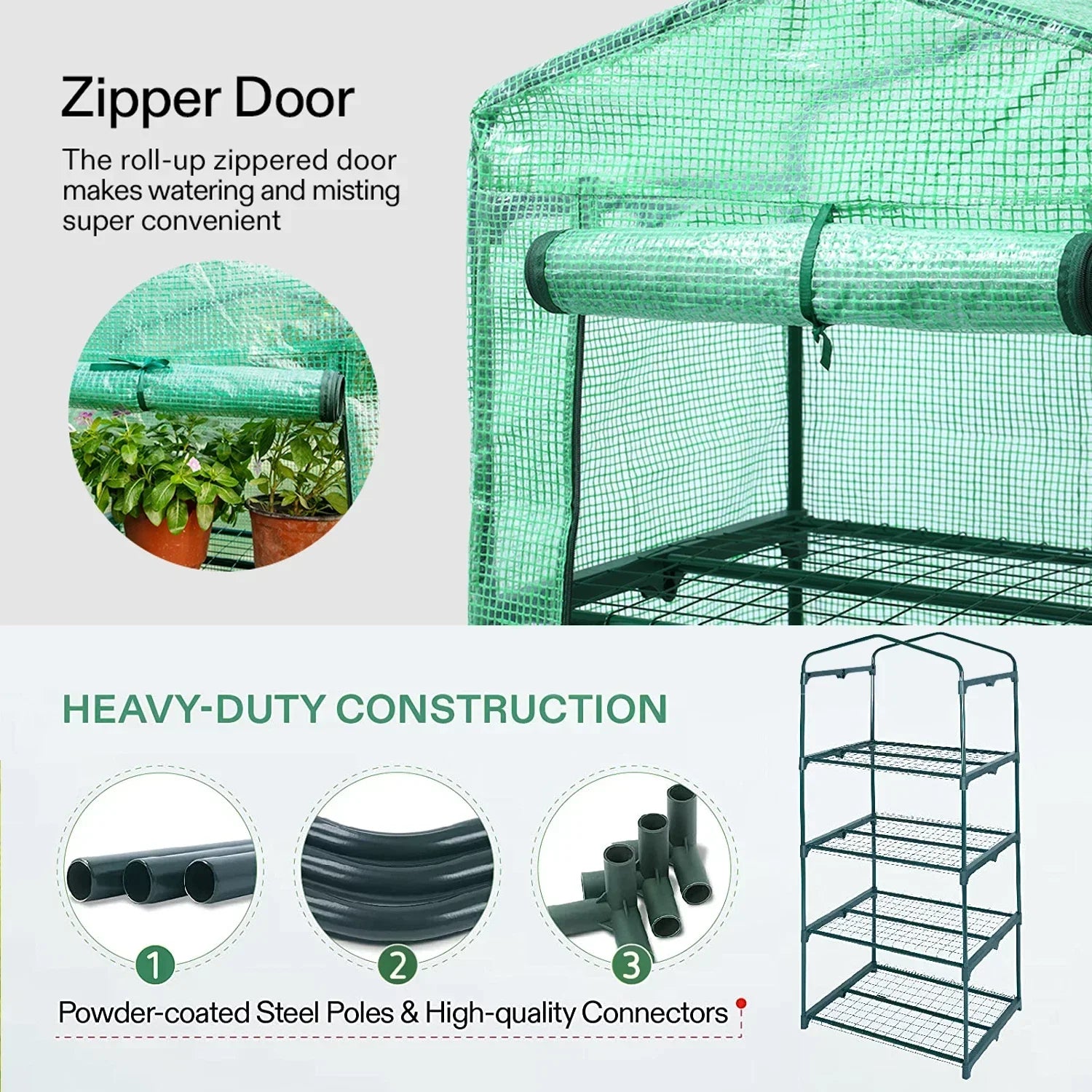 4 Tier Mini Greenhouse Outdoor Garden Plants Grow Green House with PVC Cover