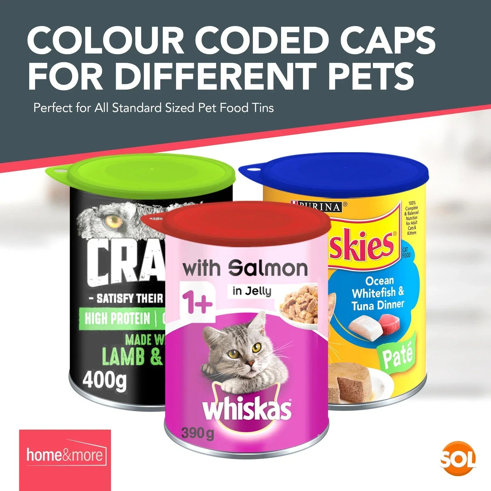 6 Plastic Can Lids Reusable Pet Food Caps Covers Dog Cat Tin Tops Fresh Storage