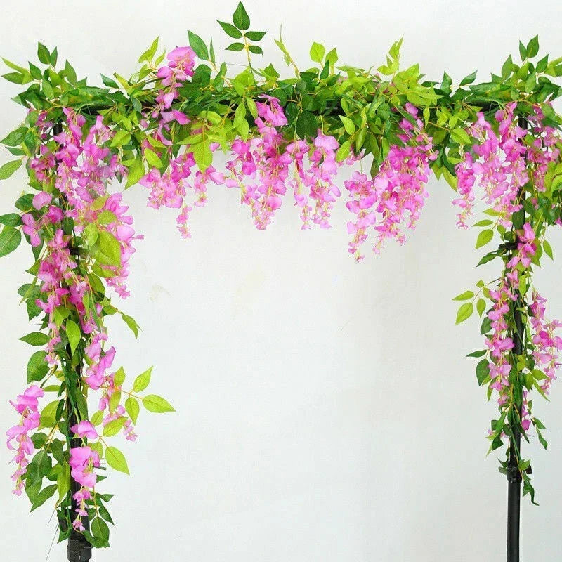 2X7FT Artificial Wisteria Vine Garland Foliage Flower Plant Trailing Home Decor