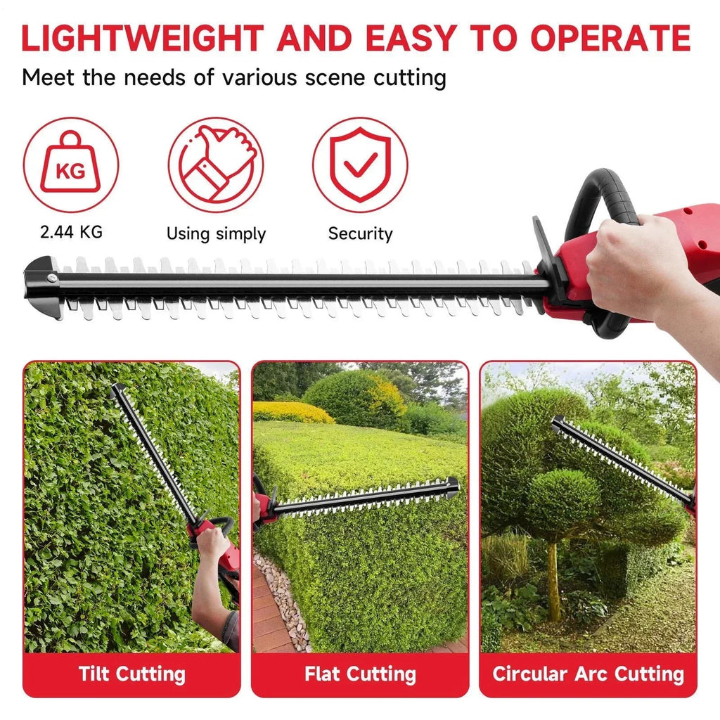 Electric Cordless Hedge Trimmer Tree Branch Cutter Tool with Battery & Charger