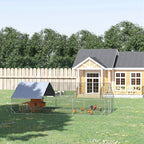 Walk In Chicken Run Galvanized Chicken Coop Hen House w/ Water-Resist Cover