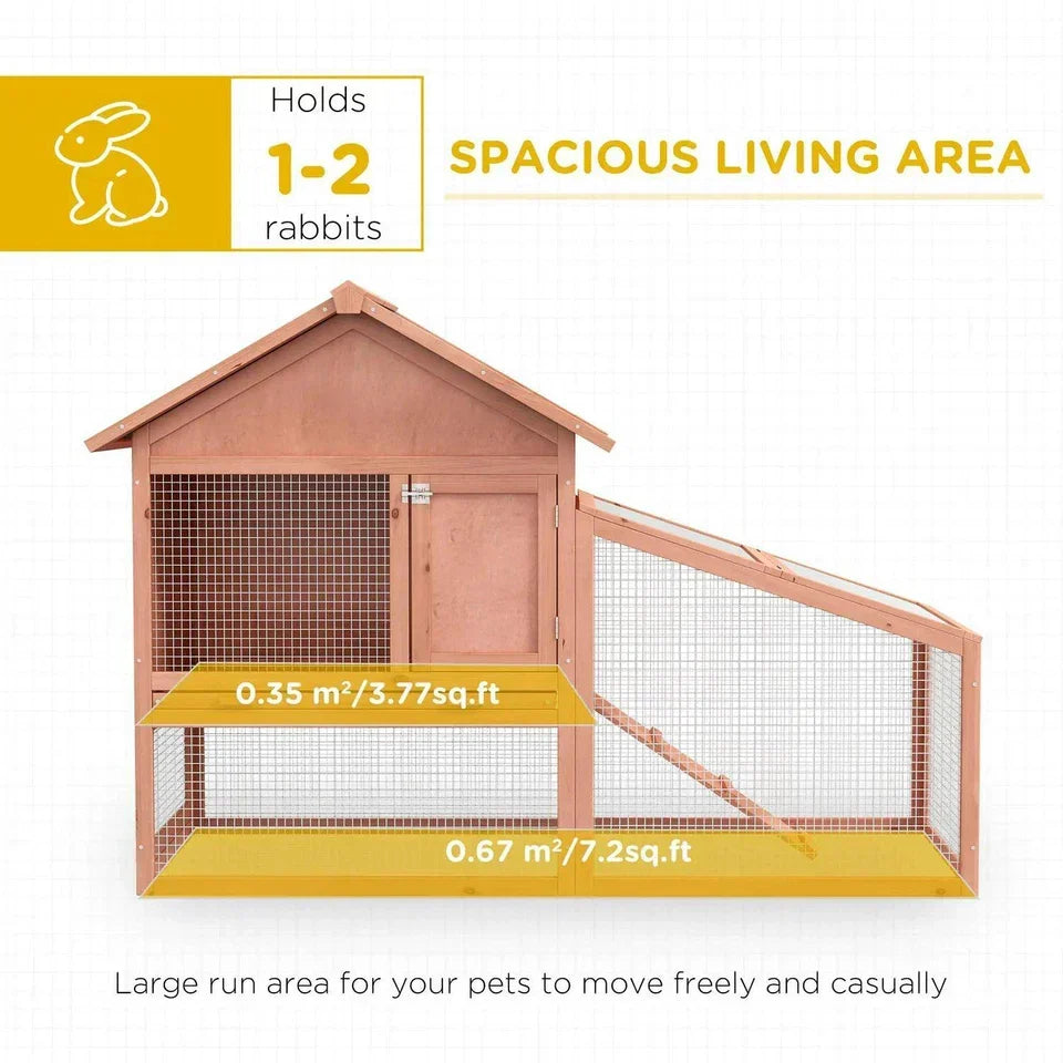 Pawhut Wood Rabbit ,Bunny, Pig Hutch Water Resistant w/ Ramp Outdoor Use