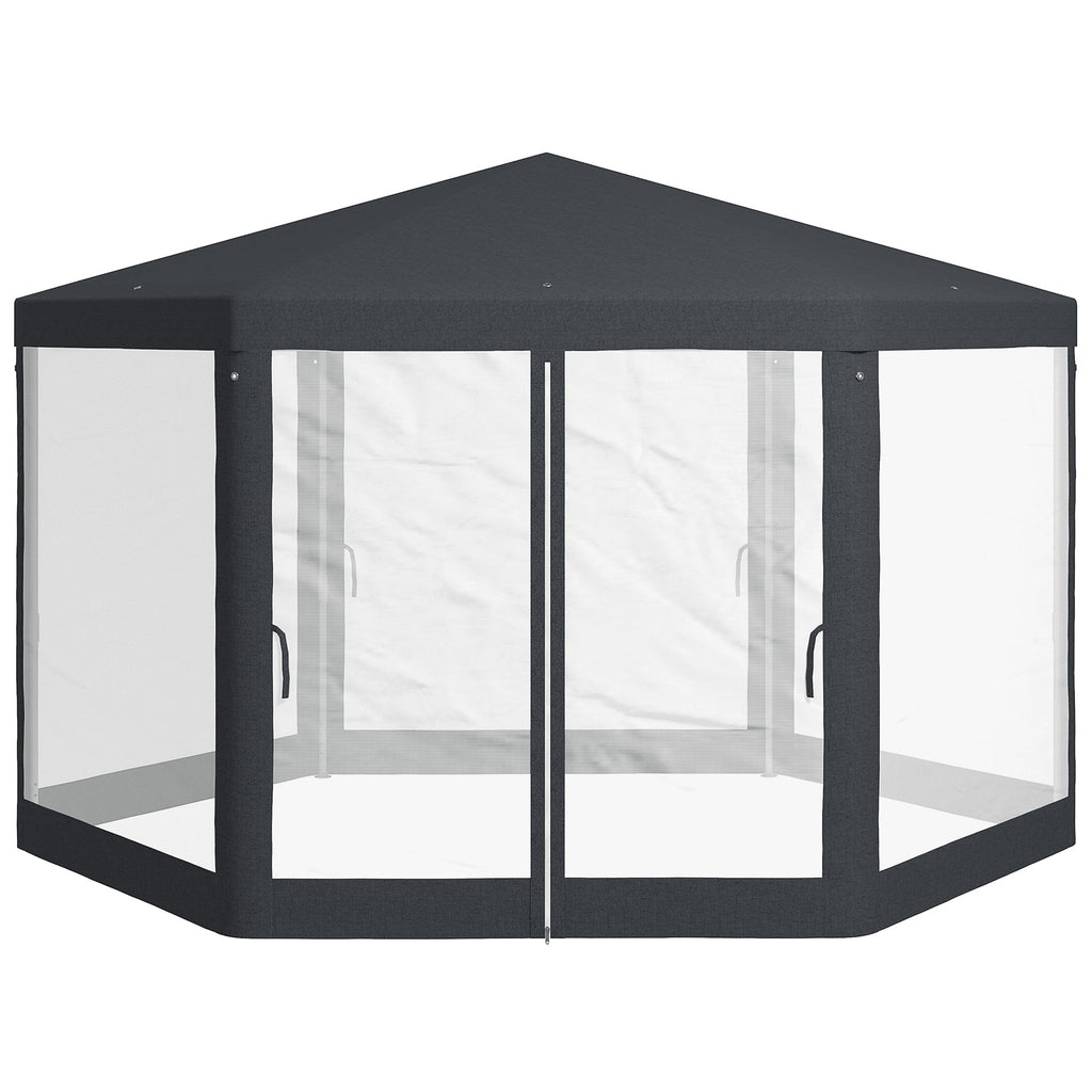 Dark Grey Hexagonal Metal Netting Gazebo Patio Out- door Canopy Party Marquee