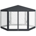 Dark Grey Hexagonal Metal Netting Gazebo Patio Out- door Canopy Party Marquee