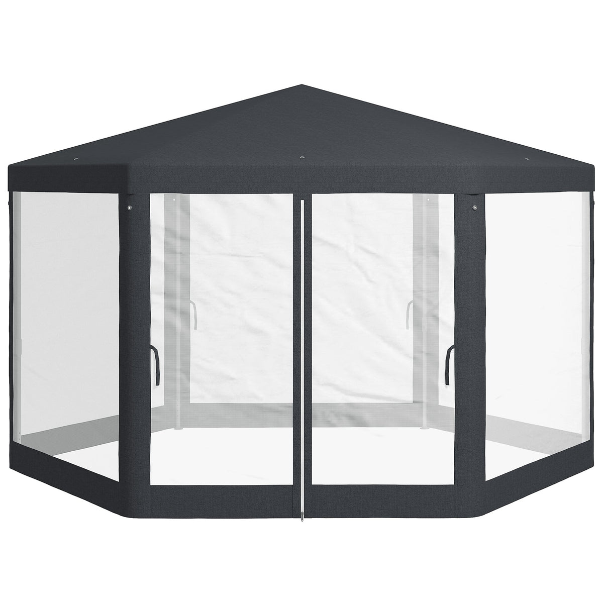 Dark Grey Hexagonal Metal Netting Gazebo Patio Out- door Canopy Party Marquee