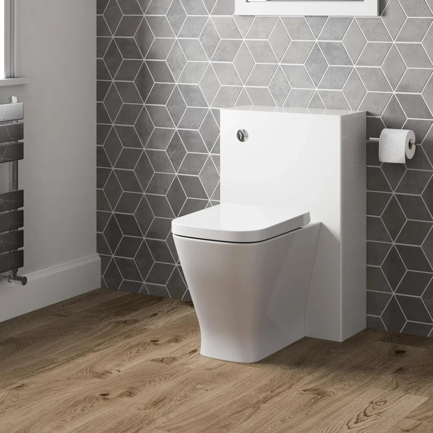 500mm Bathroom Toilet Soft Close Seat Back To Wall Cistern Furniture Unit White
