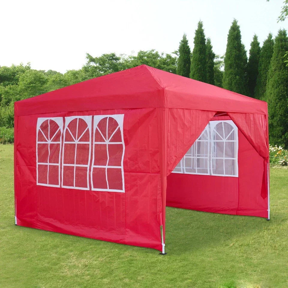 3x3M Heavy Duty Gazebo Marquee Popup Water- proof Garden Party Tent 4 WallSides