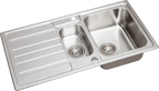 Stainless Steel 1.5 Bowl Inset Kitchen Sink Left Hand Modern Drainer Wastes
