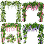 2X7FT Artificial Wisteria Vine Garland Foliage Flower Plant Trailing Home Decor