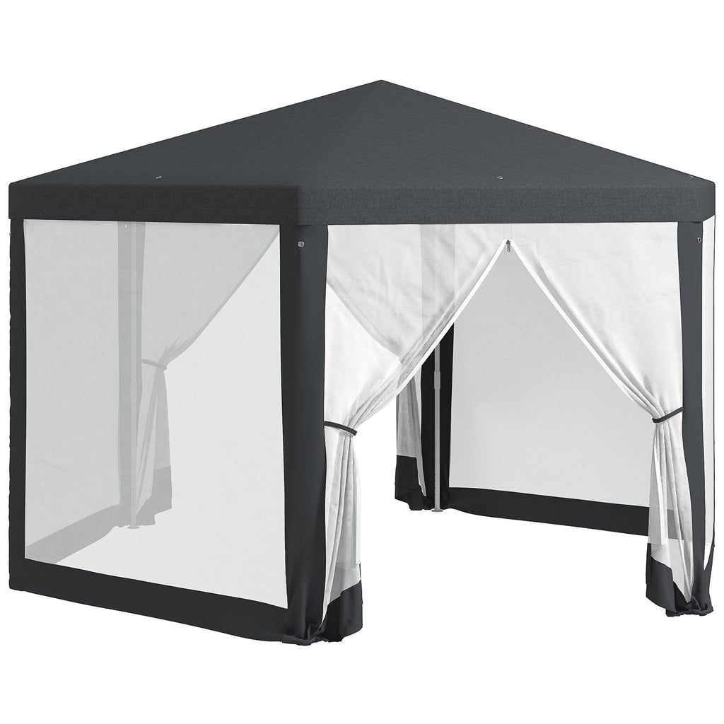 Dark Grey Hexagonal Metal Netting Gazebo Patio Out- door Canopy Party Marquee