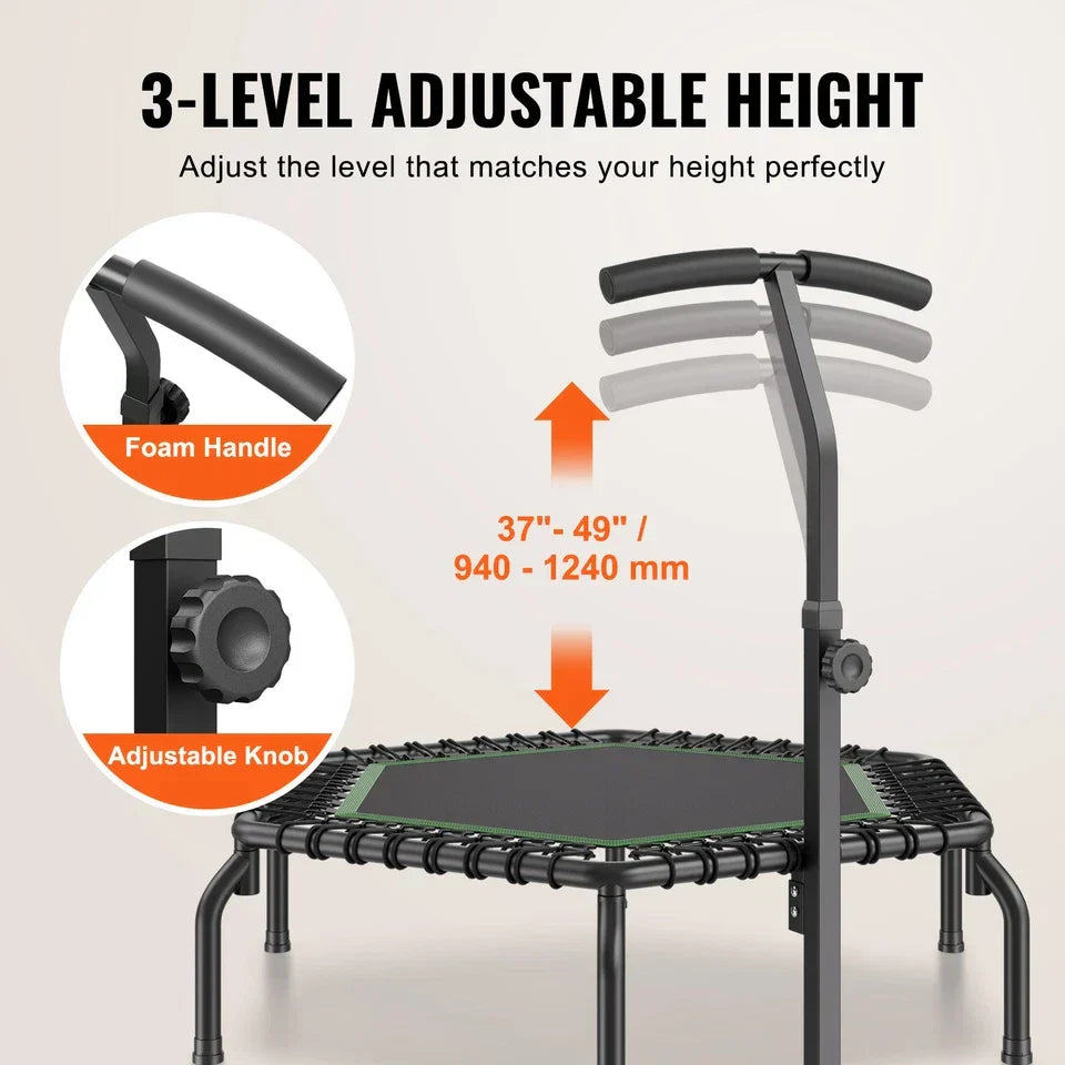 54.5" Mini Fitness Trampoline Adults Indoor Exercise Rebounder with Handle