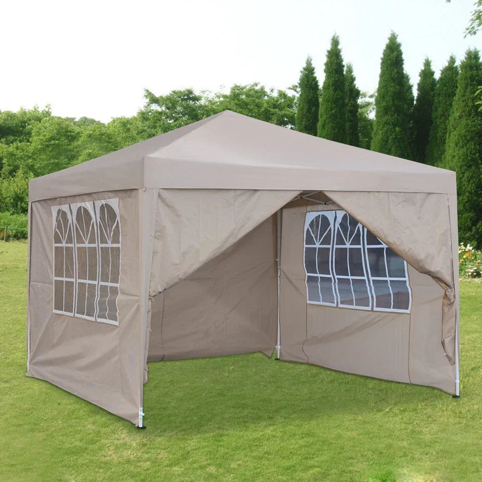 3x3M Heavy Duty Gazebo Marquee Popup Water- proof Garden Party Tent 4 WallSides