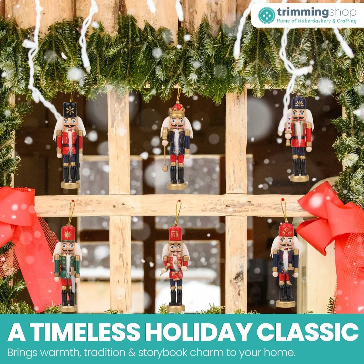 6 Pcs Nutcracker Soldiers Wooden Christmas Tree Decorations Xmas Hanging Decor