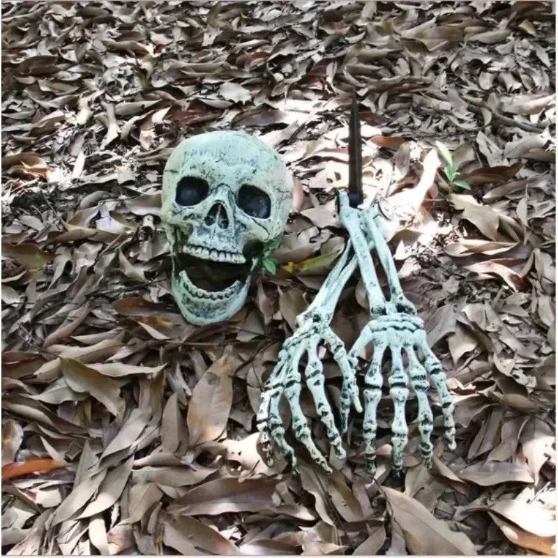 Skeleton Bones Prop Ground Breaking Scary Halloween Decoration Human Skull Party
