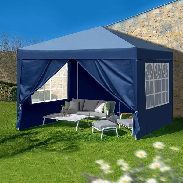 3x3M Heavy Duty Gazebo Marquee Popup Water- proof Garden Party Tent 4 WallSides
